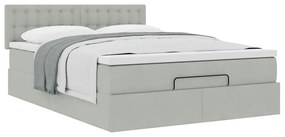 Estrutura de cama otomana com colchão 140x190 cm cinzento claro