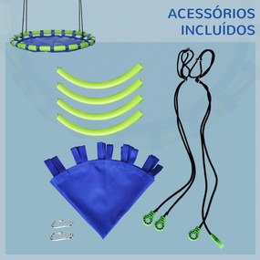 Outsunny Baloiço Infantil Ninho com Altura Ajustável Baloiço Redondo para Crianças de 3-8 Anos Carga Máxima 150 kg para Exterior Ø100x120-180 cm Azul
