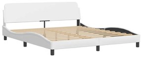 Estrutura cama c/ luzes LED 180x200 cm couro artificial branco