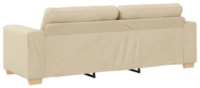 Conjunto de Sofá de 3 Peças com Almofadas em Tecido Creme