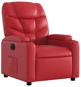 Poltrona reclinável elétrica couro artificial vermelho