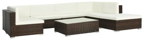 vidaXL 8 pcs conjunto lounge jardim c/ almofadões vime PE castanho