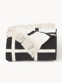 Manta reversível com padrão xadrez com franjas Edison