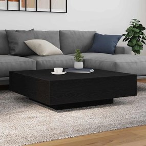 Mesa de Café vidaXL com Luzes LED Carvalho Preto 100x100x31 cm
