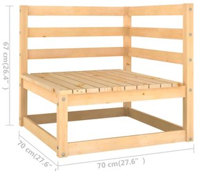 11 pcs conjunto lounge de jardim c/ almofadões pinho maciço