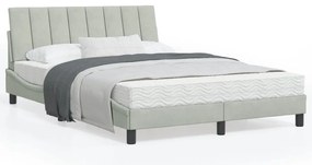 vidaXL Cama com colchão 120x200 cm veludo cinzento-claro