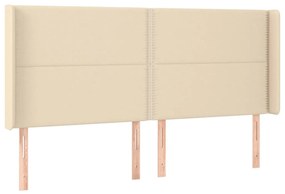 Cama box spring c/ colchão e LED 160x200 cm tecido cor creme