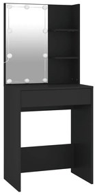 Toucador com luzes LED 60x40x140 cm preto