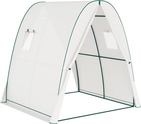 Outsunny Estufa de jardim 1,8 x 1,8 x 2 m com portas enroláveis e grandes janelas, estufa túnel de jardim, branco | Aosom Portugal