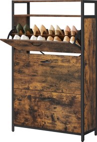 Sapateira Armário para sapatos com 3 portas 80 x 30 x 130 cm castanho vintage-preto