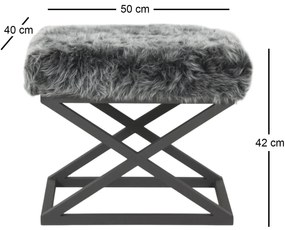 Pouffe Capraz – Preto e Cinzento – 50 cm x 42 cm x 40 cm