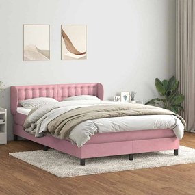 vidaXL Cama com molas/colchão 160x220 cm veludo rosa