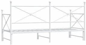 Cama de dia com gavetão sem colchão 90x200 cm aço branco