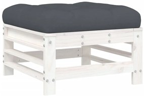 Apoio de pés p/ jardim c/ almofadão pinho maciço branco