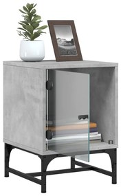 Mesa cabeceira c/ porta vidro 2 pcs 35x37x50cm cinzento cimento