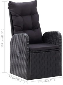 7 pcs conjunto de jantar de jardim preto