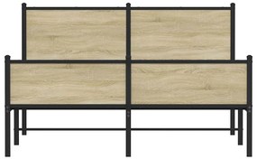 Estrutura de cama sem colchão 140x200 cm metal carvalho sonoma