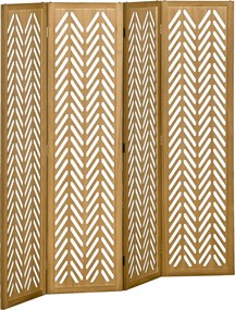 HOMCOM Biombo de 4 Painéis Dobrável 160x1,7x170 cm Separador de Ambientes de Madeira com Padrões Geométricos Madeira | Aosom Portugal