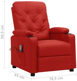 Cadeira de massagens couro artificial vermelho tinto
