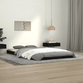vidaXL Estrutura de cama 100x200 cm madeira de pinho maciça preto
