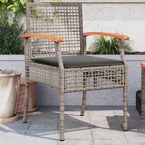 vidaXL Cadeiras de jardim com almofadões 2 pcs vime PE/acácia cinzento