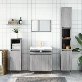 vidaXL 3 pcs conjunto móveis WC derivados de madeira cinzento sonoma