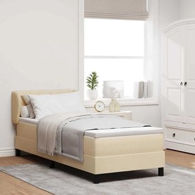 vidaXL Cama Box com colchão com cabeceira Creme 80 x 200 cm tecido
