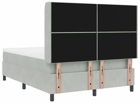 Cama Box Spring vidaXL com Colchão Cinza Claro 140x200 cm Veludo