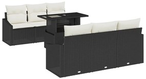Conjunto de Sofá de Jardim de 7 Peças com Almofadas em Rattan Sintétic