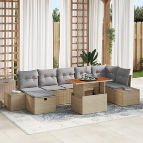 Conjunto de Sofá de Jardim de 8 Peças com Almofadas em Rattan Poliéste