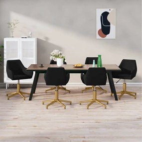 vidaXL Cadeiras de jantar giratórias 6 pcs veludo preto
