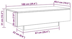 Mesa de centro 100x49,5x31 cm derivados madeira carvalho sonoma