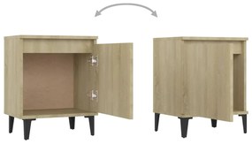 Mesa de cabeceira c/ pernas em metal 40x30x50cm carvalho sonoma