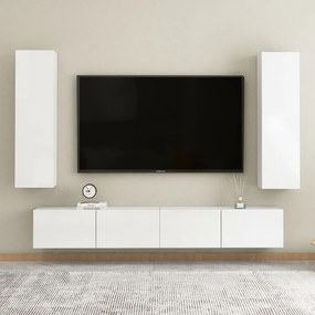 vidaXL 4 pcs conjunto móveis de TV derivados madeira branco brilhante
