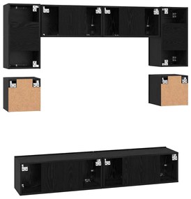 Conjunto de móvel de TV 8 pcs Carvalho Preto 80 x 30 x 30 cm