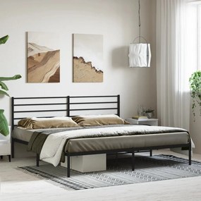 Estrutura de cama com cabeceira 200x200 cm metal preto