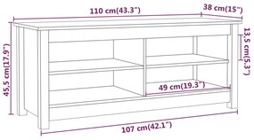 Banco sapateira 110x38x45,5 cm pinho maciço preto