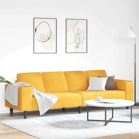 vidaXL Sofá de Tecido Amarelo Claro Tecido de veludo côtelé
