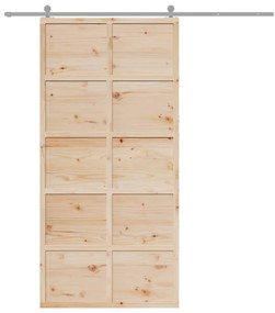 Porta de celeiro 100x208 cm madeira de pinho maciça