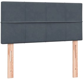 Cama com molas/colchão cinza-escuro 80x210 cm veludo
