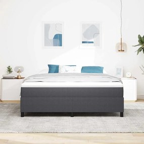 Cama Box com colchão cinza escuro, tamanho Super King, feita de tecido
