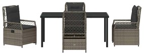 Conjunto de Jantar de Jardim 5 Peças em Rattan Sintético Cinza