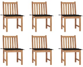 vidaXL Cadeiras de jardim 6 pcs c/ almofadões madeira de teca maciça