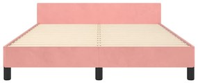 Estrutura cama c/ cabeceira sem colchão 140x190 cm veludo rosa
