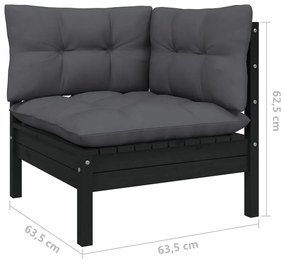 4 pcs conjunto lounge jardim c/ almofadões pinho maciço