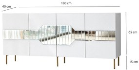 Console Milan – Branco/Dourado – 180 x 80 x 40 cm