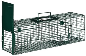Outsunny Armadilha para Animais Vivos com Porta Gaiola de Captura com Alça de Transporte para Coelhos Raposas Pequenas 60x18x20cm Verde Escuro | Aosom Portugal