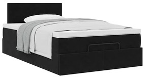 Cama otomana com colchão 120x190 cm veludo preto