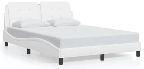 Estrutura de cama c/ luzes LED 120x200 cm couro artif. branco