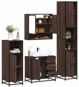 vidaXL 4 pcs conj. móveis WC derivados madeira cor carvalho castanho